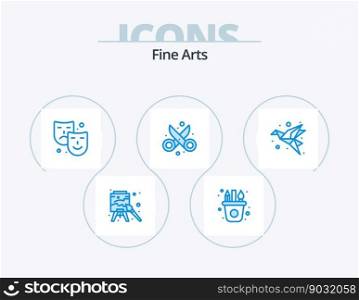 Fine Arts Blue Icon Pack 5 Icon Design. art. scissor. mask. design. clippers