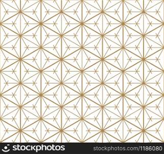 Fine seamless japanese pattern kumiko for shoji screen.Great design for any purposes. Japanese pattern background vector.Average and thick lines.Diamonds grid.. Seamless japanese pattern shoji kumiko in golden.Diamonds grid.