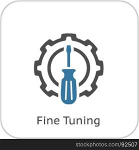 Fine Tuning Icon. Gear and Screwdriver. Service Symbol.. Fine Tuning Icon. Gear and Screwdriver. Service Symbol. Flat Line Pictogram. Isolated on white background.