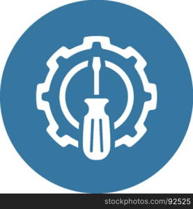 Fine Tuning Icon. Gear and Screwdriver. Service Symbol.. Fine Tuning Icon. Gear and Screwdriver. Service Symbol. Flat Line Pictogram. Isolated on white background.