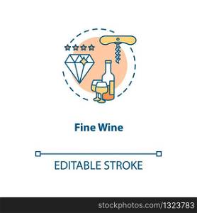 Fine wine concept icon. Vintage alcohol drink, premium quality winemaking idea thin line illustration. Beverage aging, luxurious product. Vector isolated outline RGB color drawing. Editable stroke
