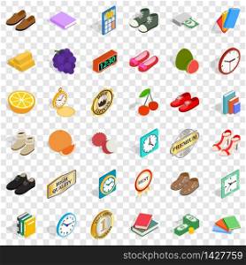 Fineness icons set. Isometric style of 36 fineness vector icons for web for any design. Fineness icons set, isometric style