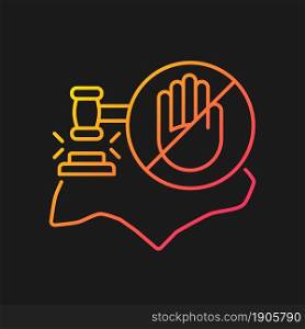 Fines and prohibitions gradient vector icon for dark theme. Singapore laws and regulations. Punishments for offences. Thin line color symbol. Modern style pictogram. Vector isolated outline drawing. Fines and prohibitions gradient vector icon for dark theme