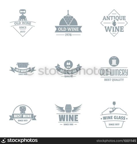 Finest wine logo set. Simple set of 9 finest wine vector logo for web isolated on white background. Finest wine logo set, simple style