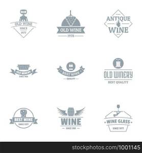Finest wine logo set. Simple set of 9 finest wine vector logo for web isolated on white background. Finest wine logo set, simple style