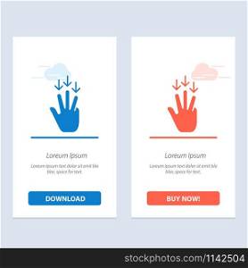 Finger, Down, Arrow, Gestures Blue and Red Download and Buy Now web Widget Card Template