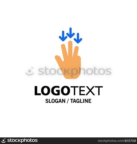 Finger, Down, Arrow, Gestures Business Logo Template. Flat Color