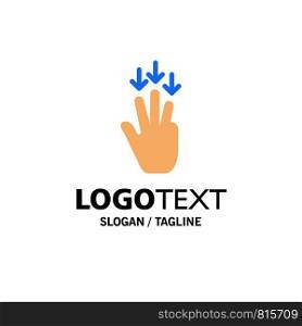 Finger, Down, Arrow, Gestures Business Logo Template. Flat Color
