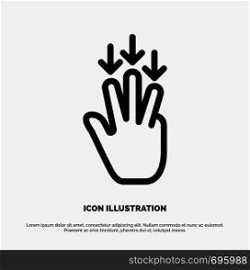 Finger, Down, Arrow, Gestures Line Icon Vector