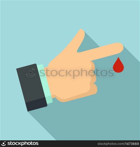 Finger drop blood icon. Flat illustration of finger drop blood vector icon for web design. Finger drop blood icon, flat style