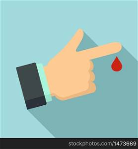 Finger drop blood icon. Flat illustration of finger drop blood vector icon for web design. Finger drop blood icon, flat style