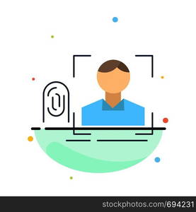 finger, fingerprint, recognition, scan, scanning Flat Color Icon Vector