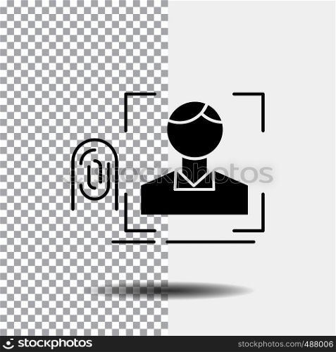 finger, fingerprint, recognition, scan, scanning Glyph Icon on Transparent Background. Black Icon. Vector EPS10 Abstract Template background