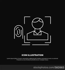 finger, fingerprint, recognition, scan, scanning Icon. Line vector symbol for UI and UX, website or mobile application. Vector EPS10 Abstract Template background