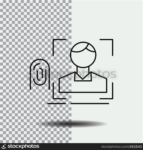 finger, fingerprint, recognition, scan, scanning Line Icon on Transparent Background. Black Icon Vector Illustration. Vector EPS10 Abstract Template background