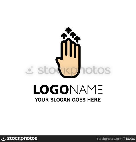 Finger, Four, Gesture, Arrow, Up Business Logo Template. Flat Color