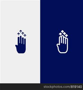 Finger, Four, Gesture, Arrow, Up Line and Glyph Solid icon Blue banner Line and Glyph Solid icon Blue banner