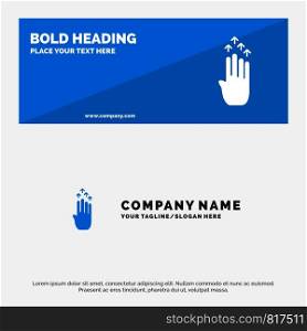 Finger, Four, Gesture, Arrow, Up SOlid Icon Website Banner and Business Logo Template