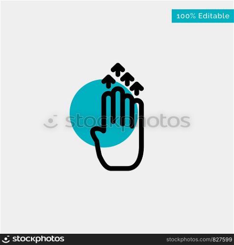 Finger, Four, Gesture, Arrow, Up turquoise highlight circle point Vector icon