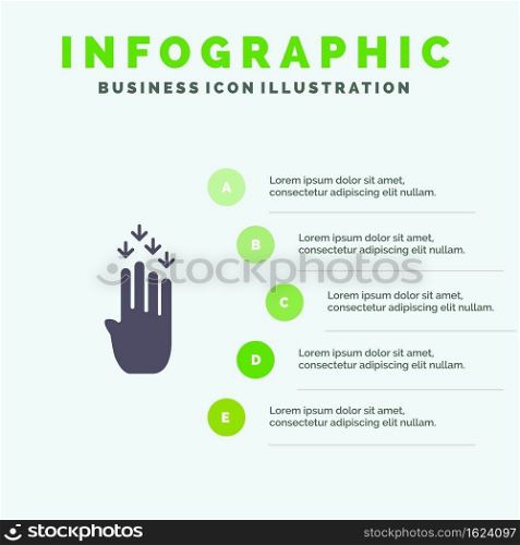 Finger, Four, Gesture, Down Solid Icon Infographics 5 Steps Presentation Background