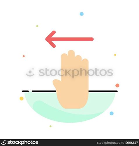 Finger, Four, Gesture, Left Abstract Flat Color Icon Template