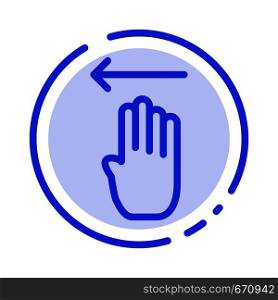 Finger, Four, Gesture, Left Blue Dotted Line Line Icon