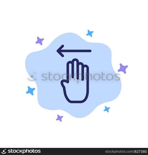 Finger, Four, Gesture, Left Blue Icon on Abstract Cloud Background