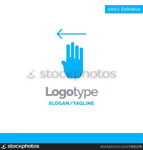Finger, Four, Gesture, Left Blue Solid Logo Template. Place for Tagline