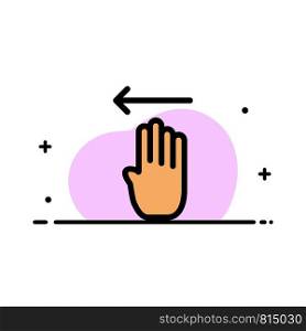 Finger, Four, Gesture, Left Business Flat Line Filled Icon Vector Banner Template