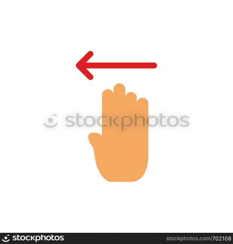 Finger, Four, Gesture, Left Flat Color Icon. Vector icon banner Template