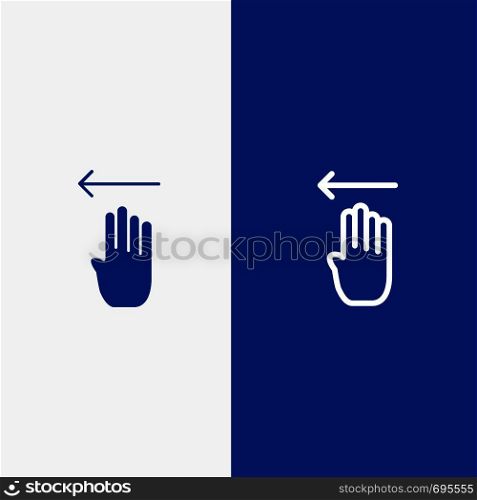 Finger, Four, Gesture, Left Line and Glyph Solid icon Blue banner Line and Glyph Solid icon Blue banner