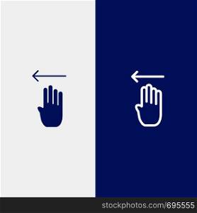 Finger, Four, Gesture, Left Line and Glyph Solid icon Blue banner Line and Glyph Solid icon Blue banner
