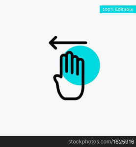 Finger, Four, Gesture, Left turquoise highlight circle point Vector icon