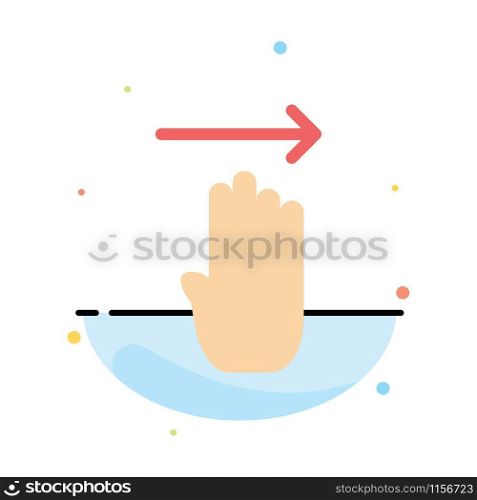 Finger, Four, Gesture, Right Abstract Flat Color Icon Template