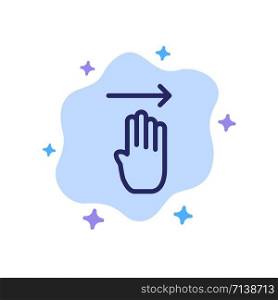 Finger, Four, Gesture, Right Blue Icon on Abstract Cloud Background