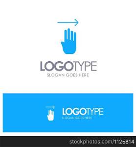 Finger, Four, Gesture, Right Blue Solid Logo with place for tagline