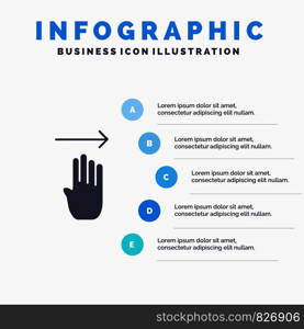Finger, Four, Gesture, Right Solid Icon Infographics 5 Steps Presentation Background