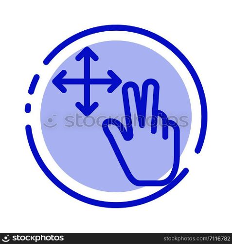 Finger, Gesture, Hold Blue Dotted Line Line Icon