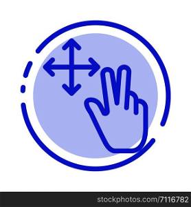Finger, Gesture, Hold Blue Dotted Line Line Icon