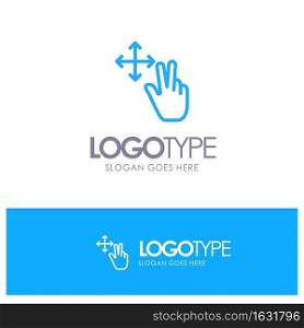 Finger, Gesture, Hold Blue Outline Logo Place for Tagline