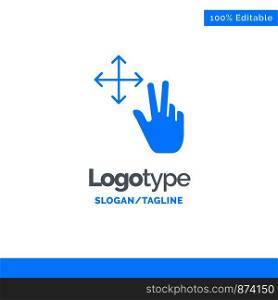 Finger, Gesture, Hold Blue Solid Logo Template. Place for Tagline