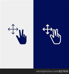 Finger, Gesture, Hold Line and Glyph Solid icon Blue banner Line and Glyph Solid icon Blue banner