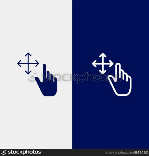 Finger, Gesture, Hold Line and Glyph Solid icon Blue banner Line and Glyph Solid icon Blue banner
