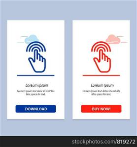 Finger, Gestures, Hand, Interface, Tap Blue and Red Download and Buy Now web Widget Card Template