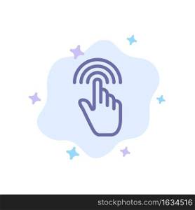 Finger, Gestures, Hand, Interface, Tap Blue Icon on Abstract Cloud Background