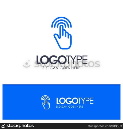 Finger, Gestures, Hand, Interface, Tap Blue Outline Logo Place for Tagline