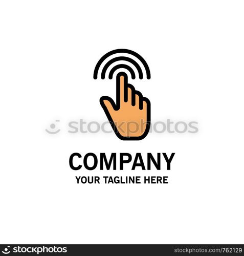 Finger, Gestures, Hand, Interface, Tap Business Logo Template. Flat Color