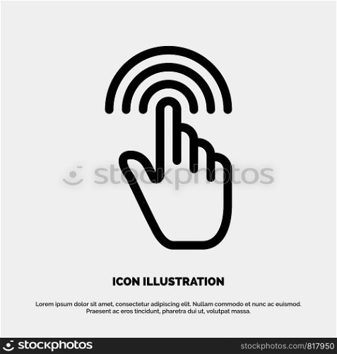 Finger, Gestures, Hand, Interface, Tap Line Icon Vector