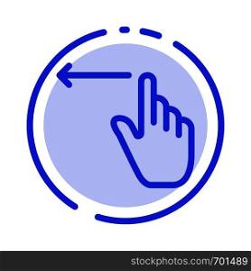 Finger, Gestures, Hand, Left Blue Dotted Line Line Icon