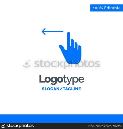 Finger, Gestures, Hand, Left Blue Solid Logo Template. Place for Tagline